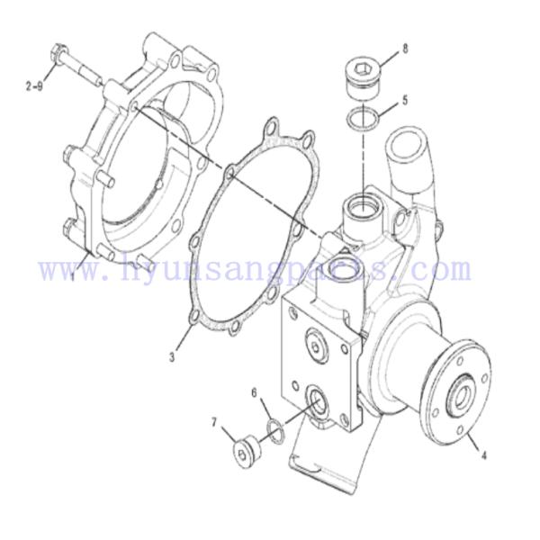 Машинные части экскаватора водяной помпы 350-2536 Hyunsang для 6DR 973C