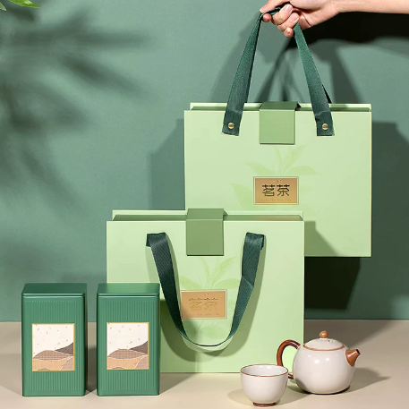 Book Shaped Magnetic Packaging Gift Box With Handles For Loose Leaf Tea