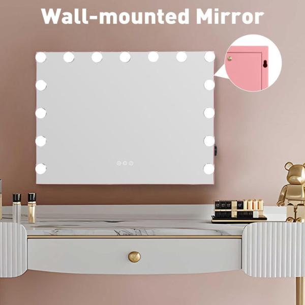 Modern Hollywood Makeup Mirror with 3 Color Temperature Adjustable Brightness and USB Charging Port