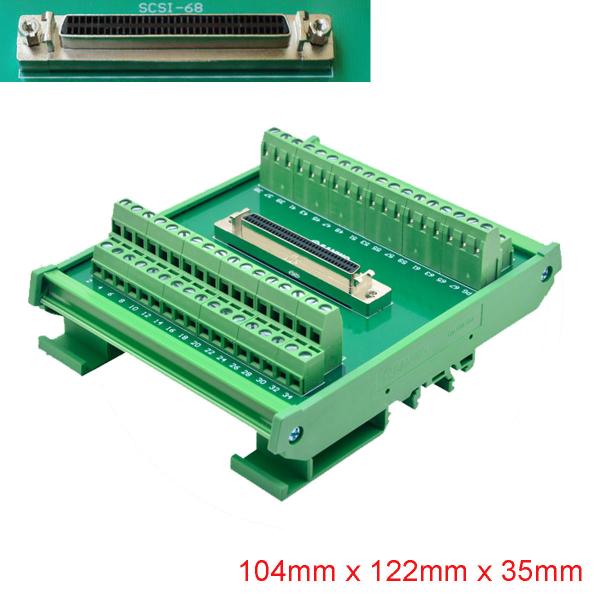SCSI 68 Pin Connector DIN Rail Mounting Terminal Blocks Adapter with 1 meter Cable