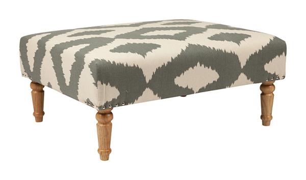 Home hotel upholstery furniture fabric fancy stool tufted ottoman ,oak wood with linen  fabric