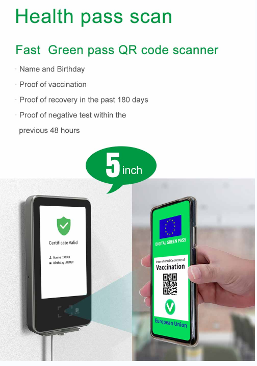 Приложение ЕС цифров C19 аттестует читателя кода блока развертки QR пропуска вакционного lettore блока развертки штрихкода паспорта QR зеленого