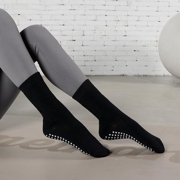 Cotton Anti Slip Crew Grip Socks Embroidered Pilates Yoga Socks