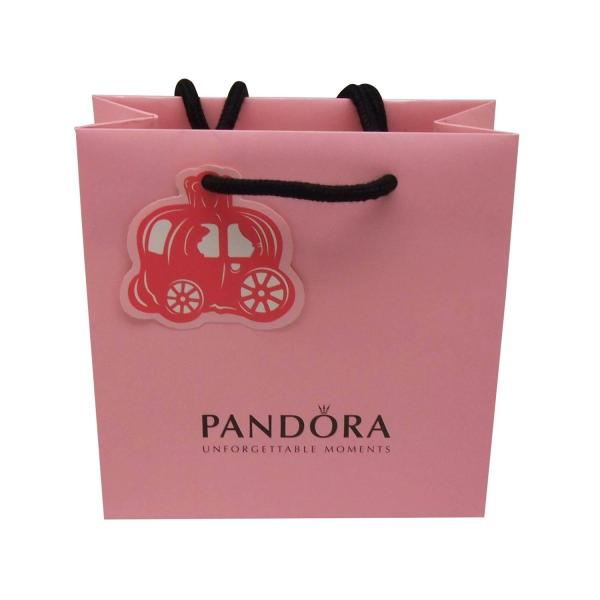 Personalised customized color packing paper bag with black  handle