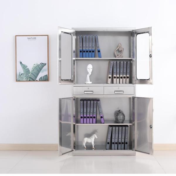 Stainless Steel Commercial Hospital Medicine Display Cabinet With Two Drawers OEM Service