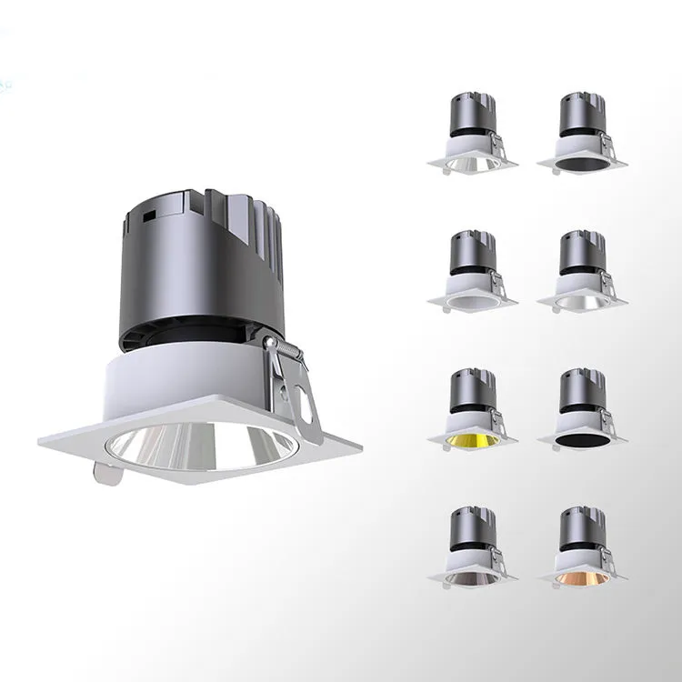IP20 IP40 Office White Downlights, Square LED Down Light with Dali-2, Triac & 0-10V Multi Dimming Control, Factory Price Commercial Bathroom Spot Light