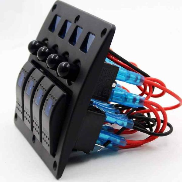 4 Gang Custom Rocker Switch Panels 12-24V ABS USB Car Rocker Switch Panel