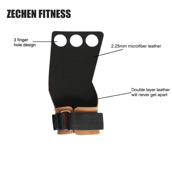 3 Hole Crossfit Hand Grip Custom Microfiber Leather Hand Gloves For Pull Ups
