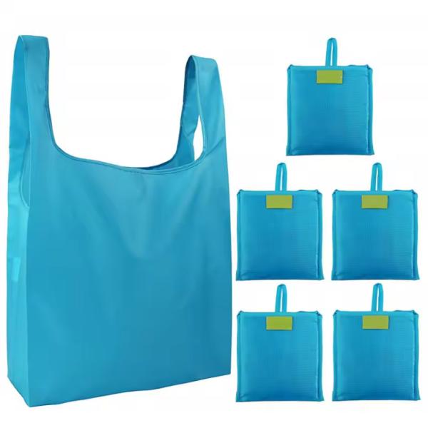 Promotional RPET Polyester Foldaway Shopping Bag Collapsible Reusable