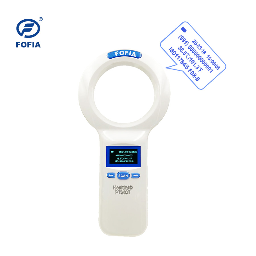 Waterproof FOFIA PT200 RFID Card Reader 128x64 OLED Screen Long Distance Reading (10-20m) ISO11784/5 Protocol 860-960mhz
