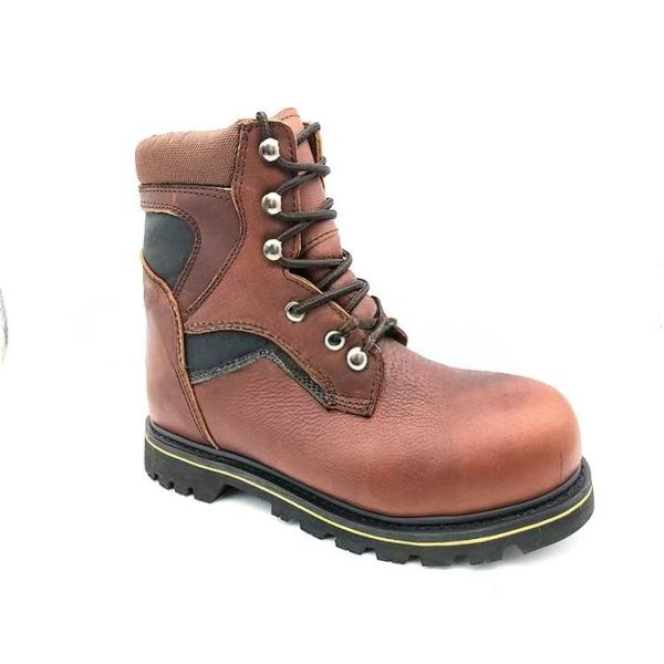 Botas con tapa de pie de acero de punta alta Botas de piel de vaca marrón Botas para hombres