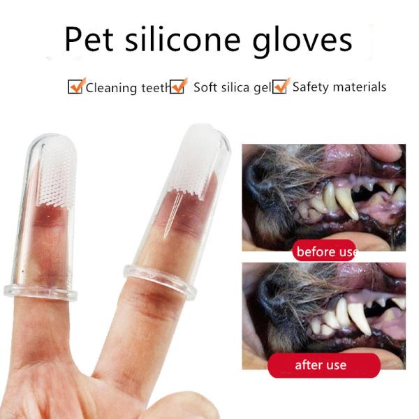 Cepillo de dientes transparente del finger del animal doméstico del silicón para el gato