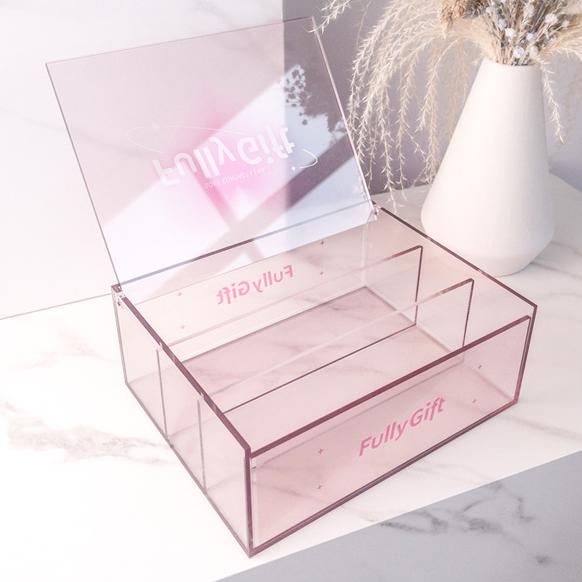 Modern Pink Acrylic Flip Case Rectangle Cell Storage Case for Contact Lens Injection Technics Multifunctional Design