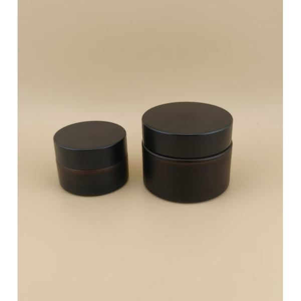Nice Design Black Glass Cream Jar With Screw Lid For Lotion