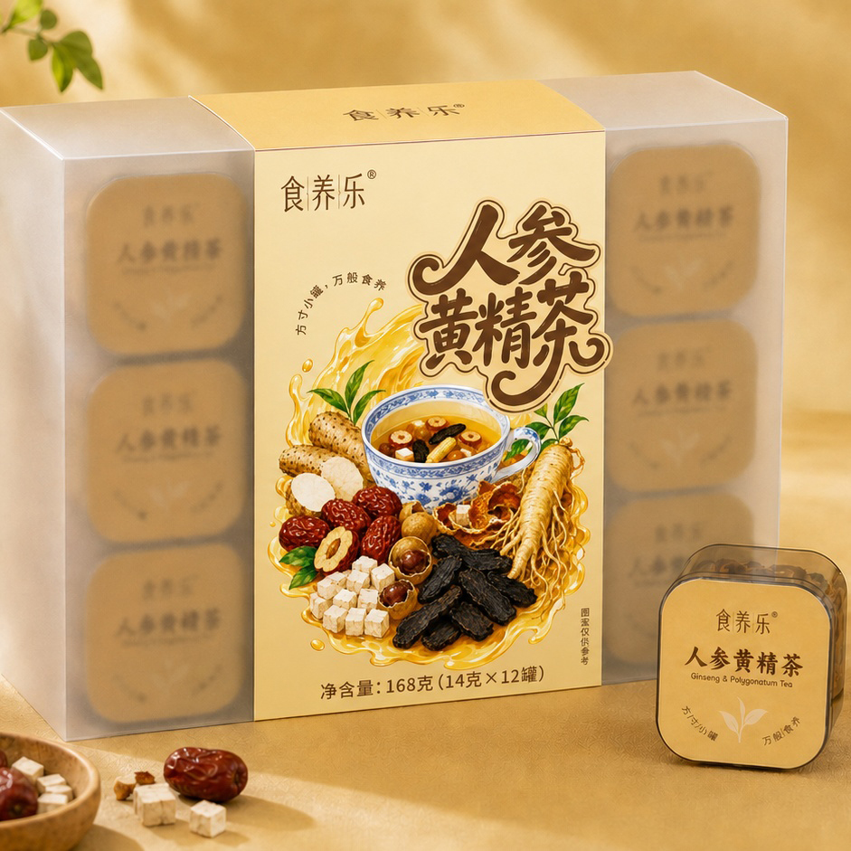 HACCP Energy Support Tea Ginseng & Rhizoma Polygonati Instant Herbal Wellness Blend