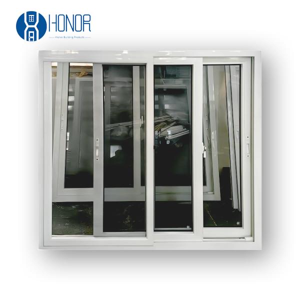Ventana corrediza de vidrio PVC UPVC directo de fábrica con vidrio laminado y mosquitera para cocina y restaurante, acero plástico duradero