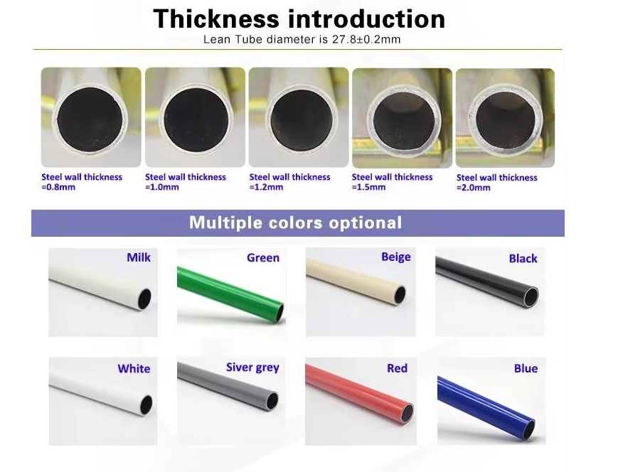 OD 28mm PE Coated Lean Pipe For Rack And Lean Pipe Systems