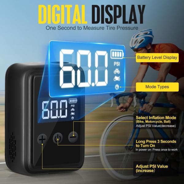 YANTU AM51 Portable Digital Mini Electric Bicycle Motorbike Air Pump for Tyre Pumping