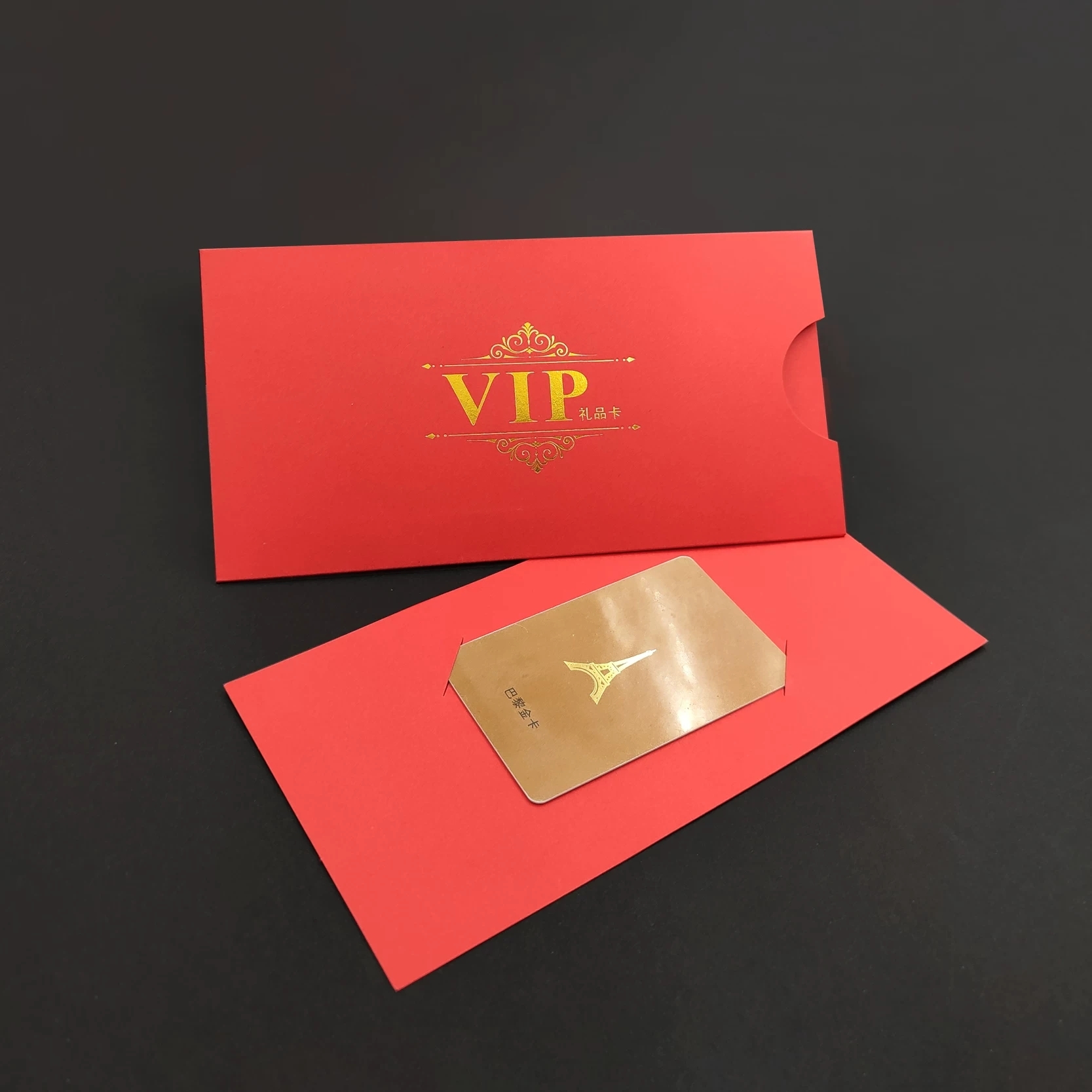 VIP Card Paper Sleeves With Gold Foil Stamping For Hotel Club