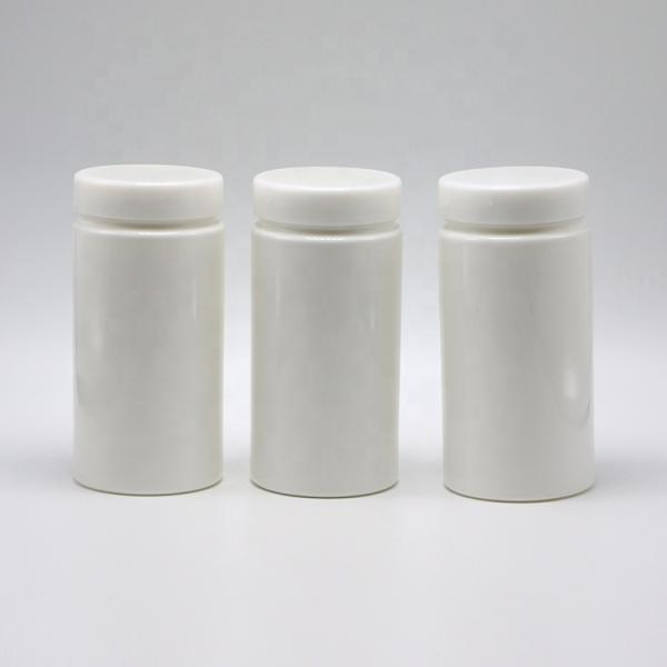 Botellas de plástico PE de forma cilíndrica recta de 200 ml botellas de farmacia con tapas de aluminio