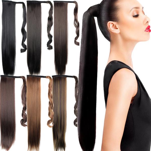 Fácil manutenção Extensões de cabelo humano cabelo humano longo Velcro cavalo cauda