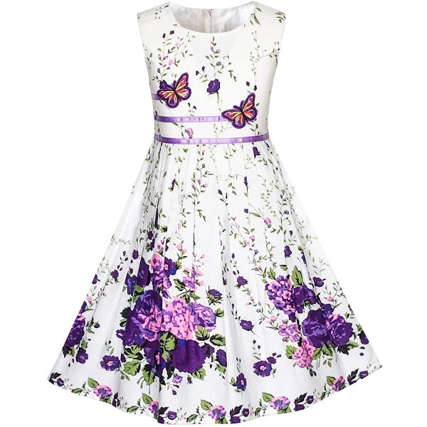 Kid Girls Dress Rose Flower Double Bow Tie Party Sundress Summer Children'S Clothing