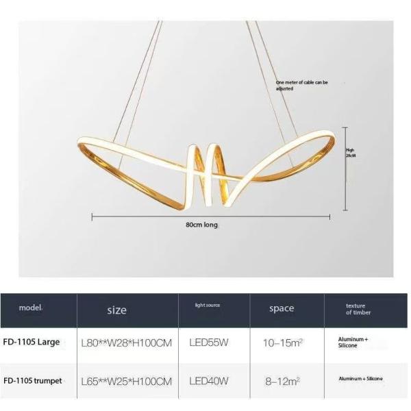 Gold Northern Europe Modern Aluminum Home Lighting Chrome Led Chandelier Pendant Light