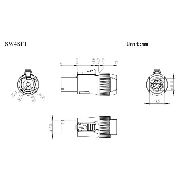 30А 4 пин женский динамик кабельный соединитель электрическое стекло усиленное