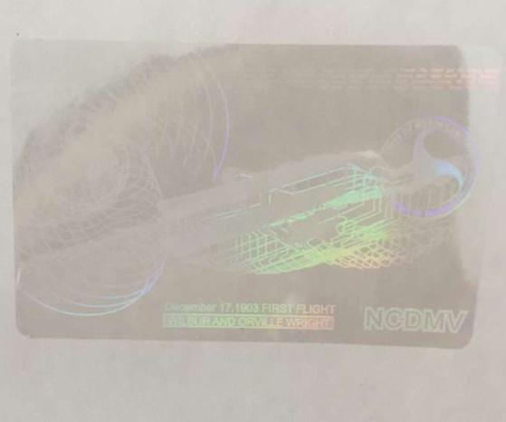 North Carolina id overlay hologram NC state overlay