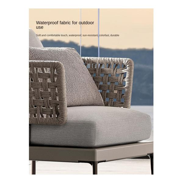 Aluminum Frame Braided Roap Rattan Outdoor Sofa And Table Set Leisure Patio Furniture