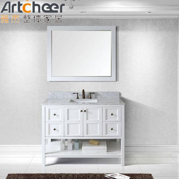 Modern Bathroom Vanity with Solid Wood Frame and Carrara Marble Countertop Vanity Combo