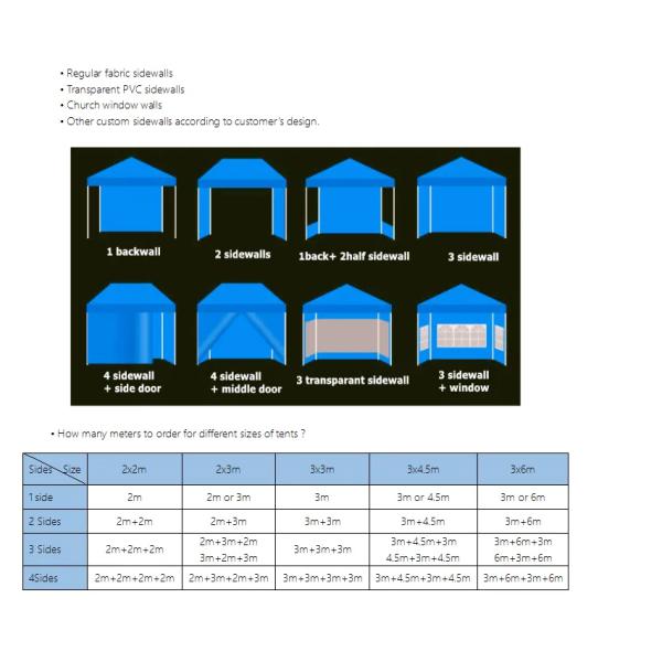 PA Coated Polyester Custom Printing Logo Aluminum Waterproof Toldo 3x3 Outdoor Tent