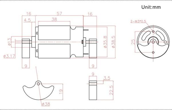 Do motor duplo da C.C. da vibração do eixo 370 de 24MM torque alto 6V 12V 24v 6000rpm