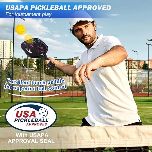 USAPA Approved Fiberglass Surface Pickleball Set with Indoor Pickleball Rackets Pickleball Paddles Set