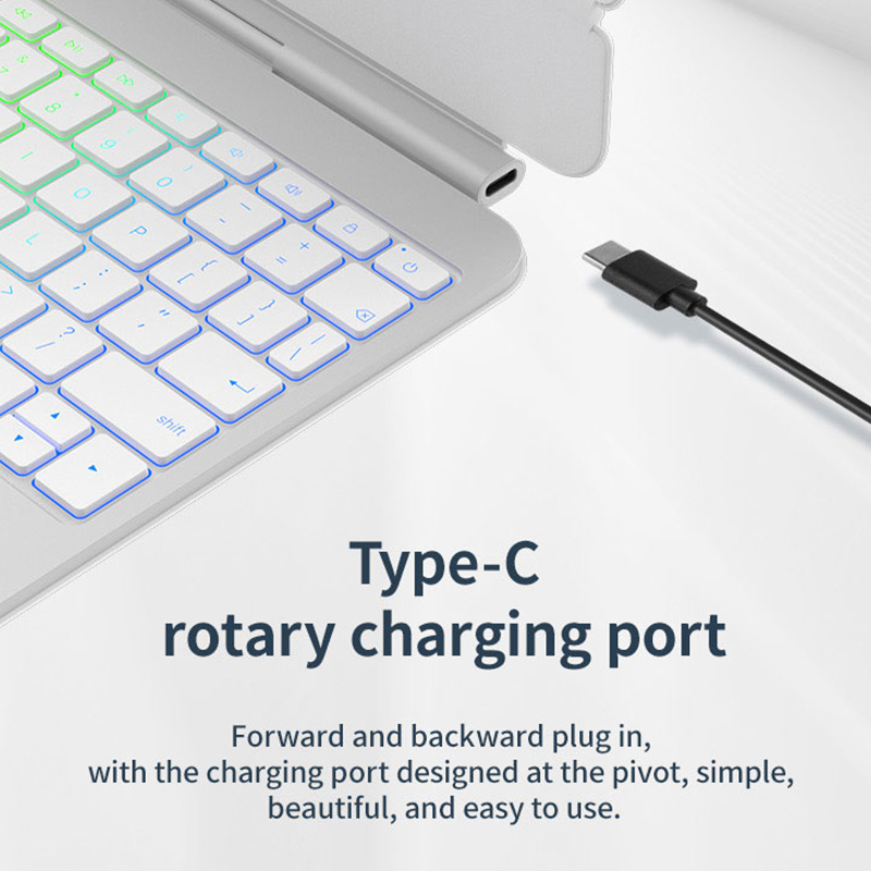 Custom Logo Magic Keyboard Case for iPad Aluminum Alloy Panel 7-Color Backlit Multi-Touch Trackpad Voice Input
