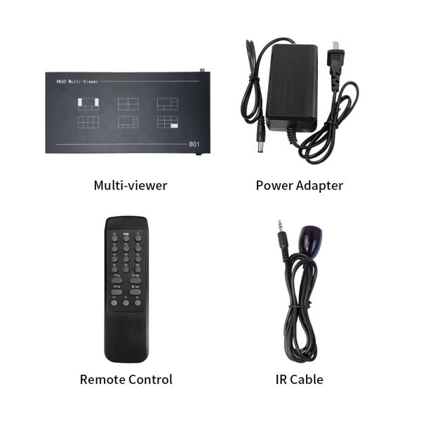 4K60 Resolution Adaptive Video Splitter  8 Inputs 1 Output Multi-viewer Professional Grade CCTV Monitoring Picture Synthesizer