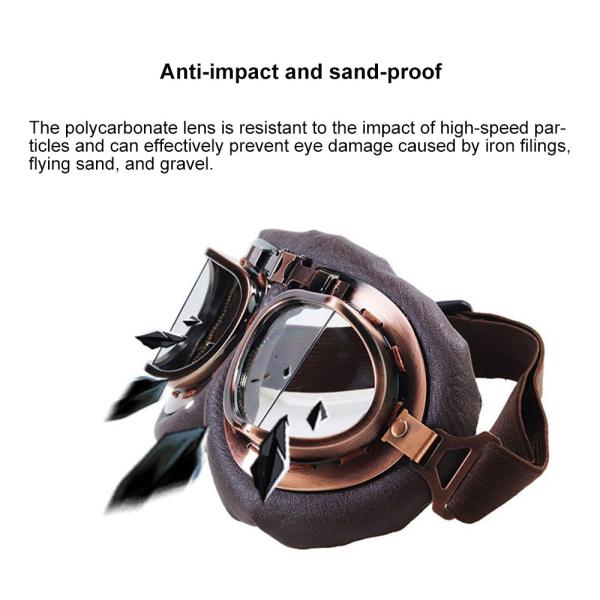 Custom Old Style Motorcycle Goggles with Adjustable High Strap and Anti-scratch Lens