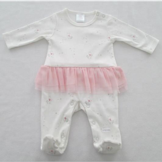 Pyjama Cotton Interlock Baby Full Sleeves Baby Footed Rompers With Feet Mesh Frills