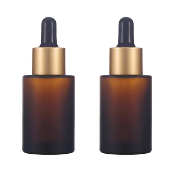 Garrafa de óleo redonda 15ml de Amber Glass Cosmetic Serum Essential 30ml 50ml