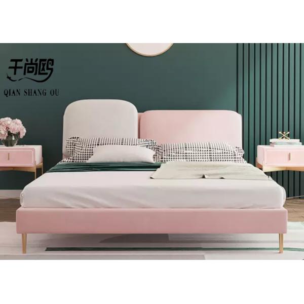 Stylish Bedroom Fabric Upholstered Beds 180*200cm With Pillows
