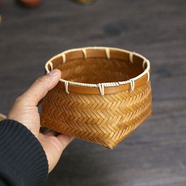 Home Handmade Woven Natural Bamboo Storage Basket Round Bamboo Flower Basket Bamboo Baskets of Necessary Kitchen Utensils Fruit and Candy Can Be Used As Gifts for Phuong Duy Handicrafts