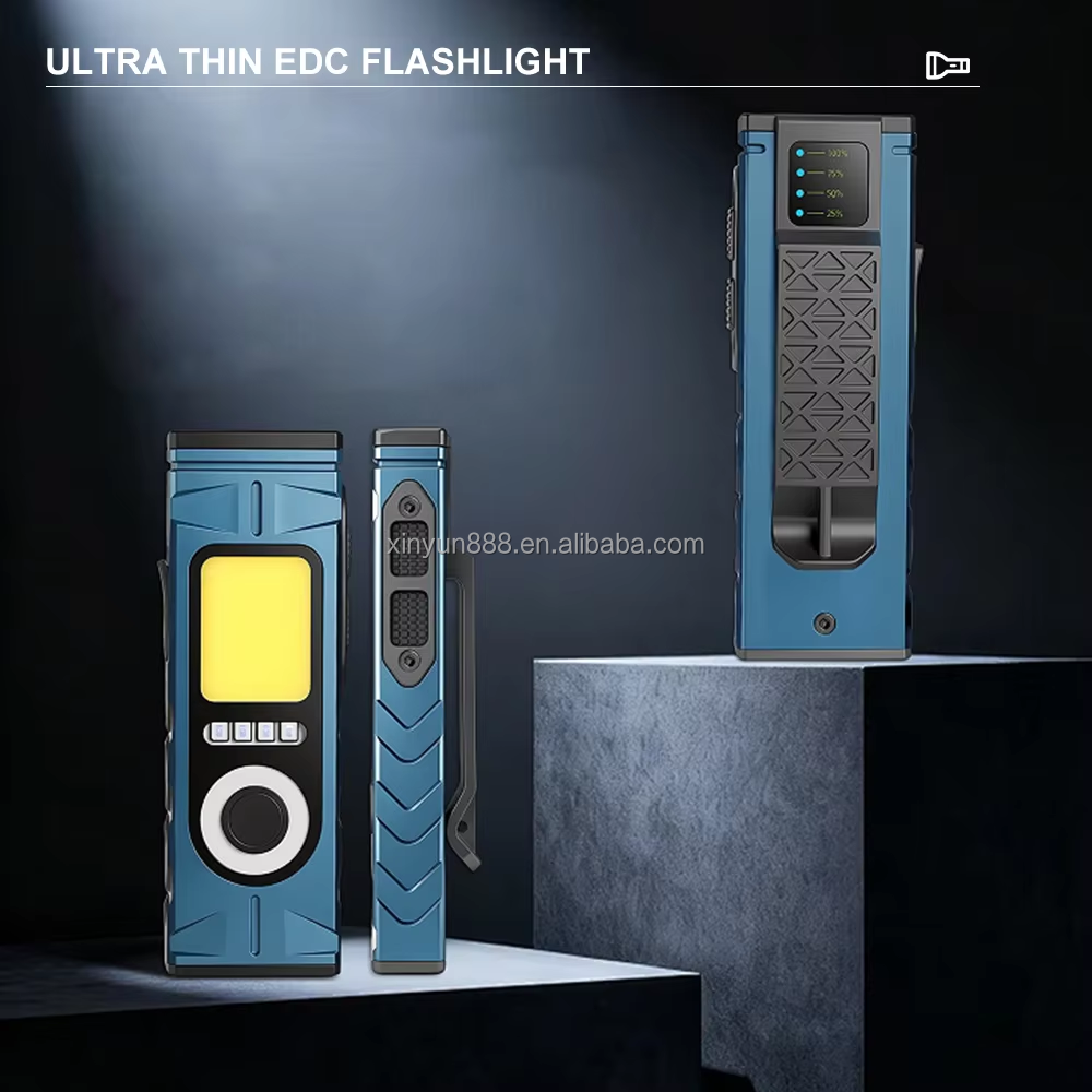 New EDC Flashlight Strong Light COB Charging Working Lamp Green Laser RGB Atmosphere Lamp Outdoor Magnetic Cap Clip Lamp
