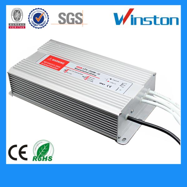 Aluminum 250W Switching Waterproof Power Supply Low Operation Temperature