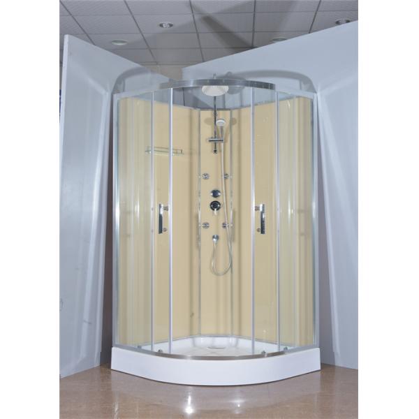 Circle Quadrant Shower Cabin with white acrylic tray  chrome aluminium