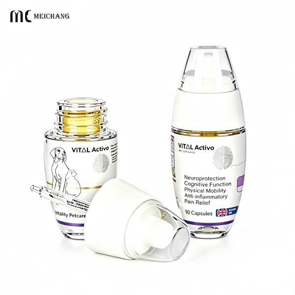 30ml+3ml Medical-Grade PETG Dual Chamber Bottle for Pet Nutritional Supplements Powder-Liquid Separation Fresh-Mix Packaging(MC-901-7)