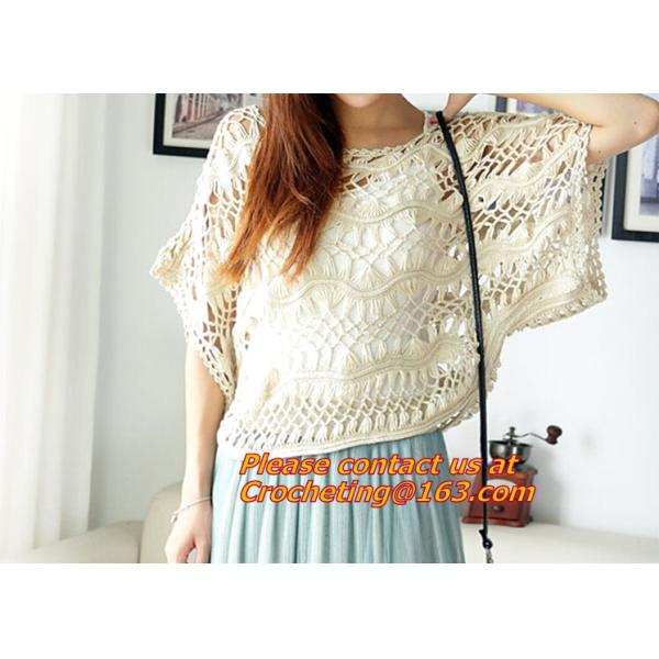 Crocheted, loose Crochet knitted blouse wears batwing hollow pullover sweaters top, hollow