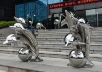Miroir animal de sculpture en acier inoxydable de dauphin d'art public moderne poli