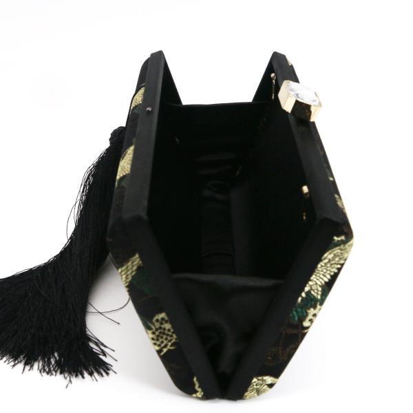 Embroidered Fabric Evening Clutch Handbag Crane Pattern For Women ODM