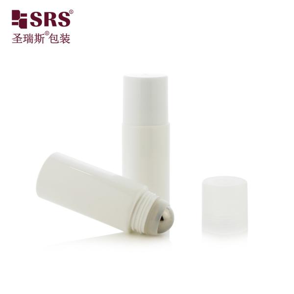 Empty White PET PCR Plastic Steel Roller Ball Applicator Bottle PET30-60ML