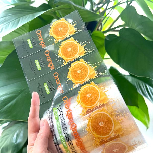 High Quality Customized Personalized Adhesive Juice Drink Waterproof Transparent Paper Sticker